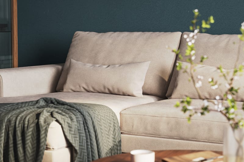 Copenhagen 5-istuttava Oikeakätinen U-muotoinen Large Sohva Divaanilla ja Divaanituolilla Sametilla - Beige - Huonekalut - Sohva - Divaanisohva
