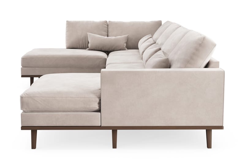 Copenhagen 5-istuttava Vasenkätinen U-muotoinen Large Sohva Divaanilla ja Divaanituolilla Sametilla - Beige - Huonekalut - Sohva - Divaanisohva