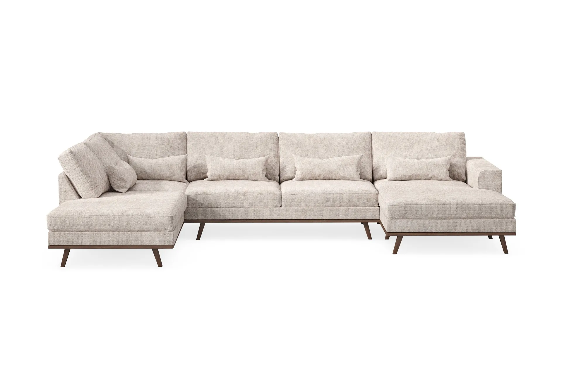 Copenhagen 5-istuttava Vasenkätinen U-muotoinen Large Sohva Divaanilla ja Divaanituolilla Chenillellä - Harmaa / Beige