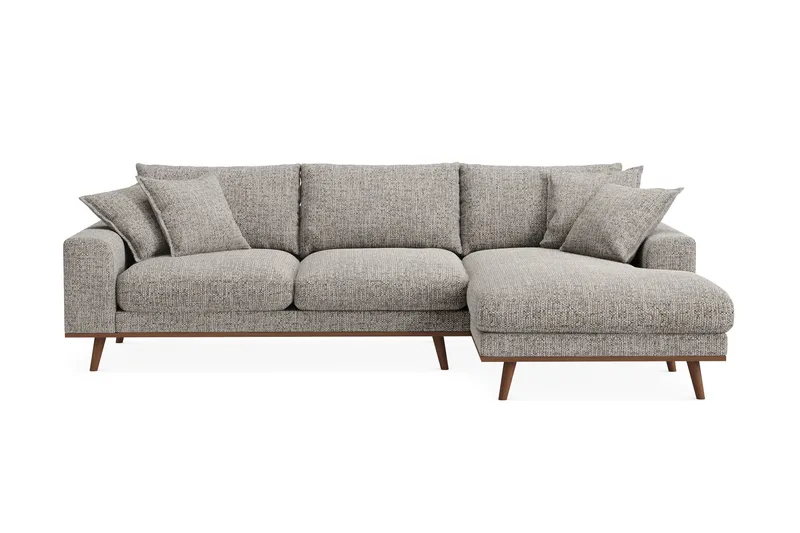 Copenhagen Premium 4-istuttava Oikeakätinen L-muotoinen Divaanisohva Chenillekankaalla, Harmaa