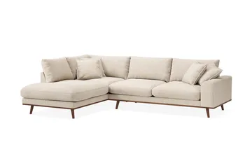 Copenhagen Premium 4-istuttava Vasenkätinen L-muotoinen Sohva Schäslongilla Chenillekankaalla - Beige - Huonekalut - Sohva - Divaanisohva