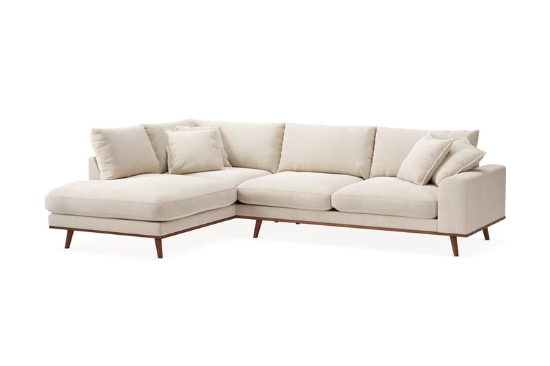 Copenhagen Premium 4-istuttava Vasenkätinen L-muotoinen Sohva Schäslongilla Chenillekankaalla - Vaalea beige - Huonekalut - Sohva - Divaanisohva