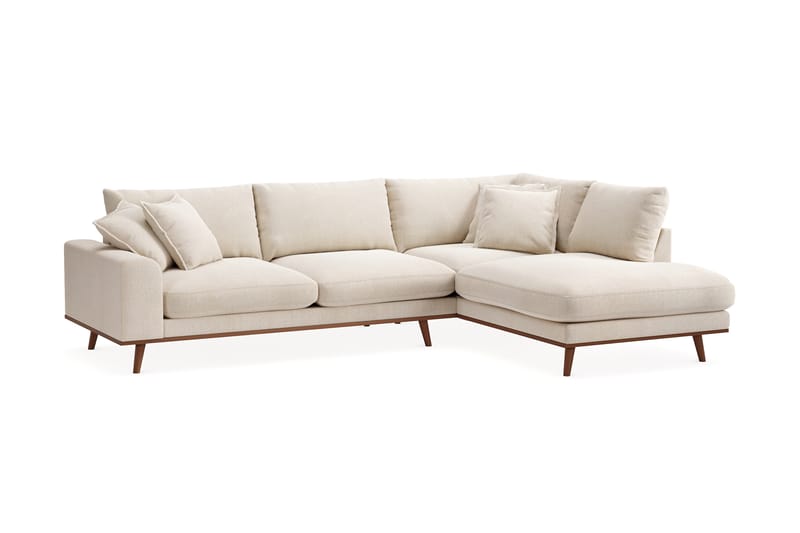 Copenhagen Premium 4-istuttava Oikeakätinen L-muotoinen Sohva Schäslongilla Chenillekankaalla - Vaalea beige - Huonekalut - Sohva - Divaanisohva