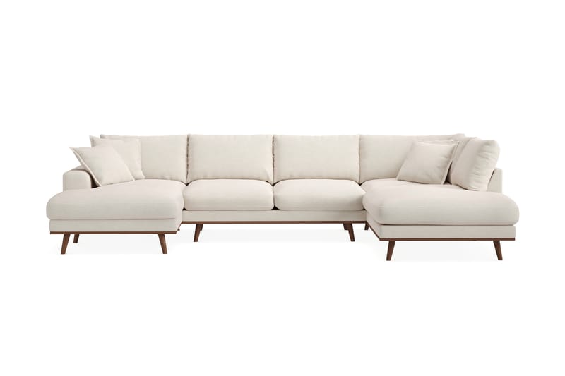 Copenhagen Premium 5-istuttava Vasenkätinen U-muotoinen Sohva Divaanilla ja Schäslongilla Kankaalla - Vaalea beige - Huonekalut - Sohva - Divaanisohva