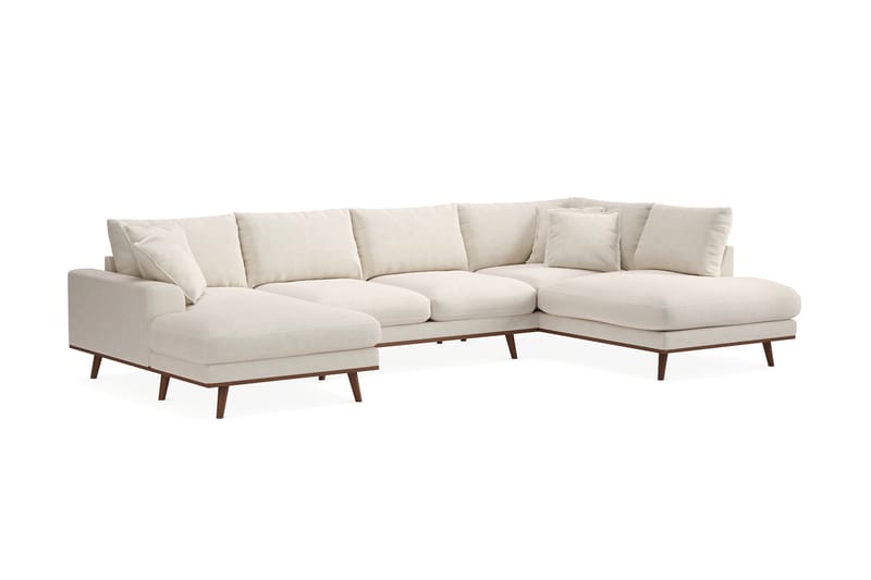 Copenhagen Premium 5-istuttava Vasenkätinen U-muotoinen Sohva Divaanilla ja Schäslongilla Kankaalla - Vaalea beige - Huonekalut - Sohva - Divaanisohva