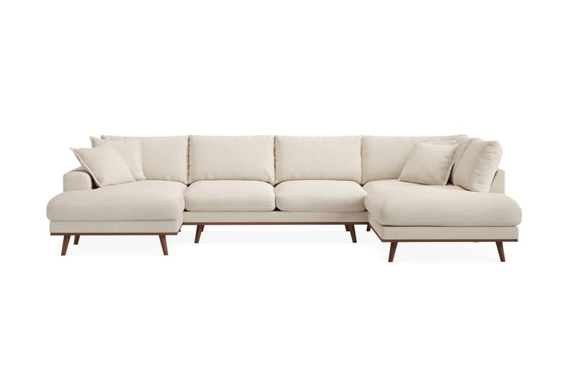 Copenhagen Premium 5-istuttava Vasenkätinen U-muotoinen Sohva Divaanilla ja Schäslongilla Kankaalla - Beige - Huonekalut - Sohva - Divaanisohva
