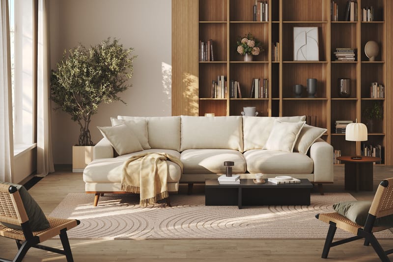 Copenhagen Premium 4-istuttava Vasenkätinen L-muotoinen Divaanisohva Kankaalla - Beige - Huonekalut - Sohva - Divaanisohva