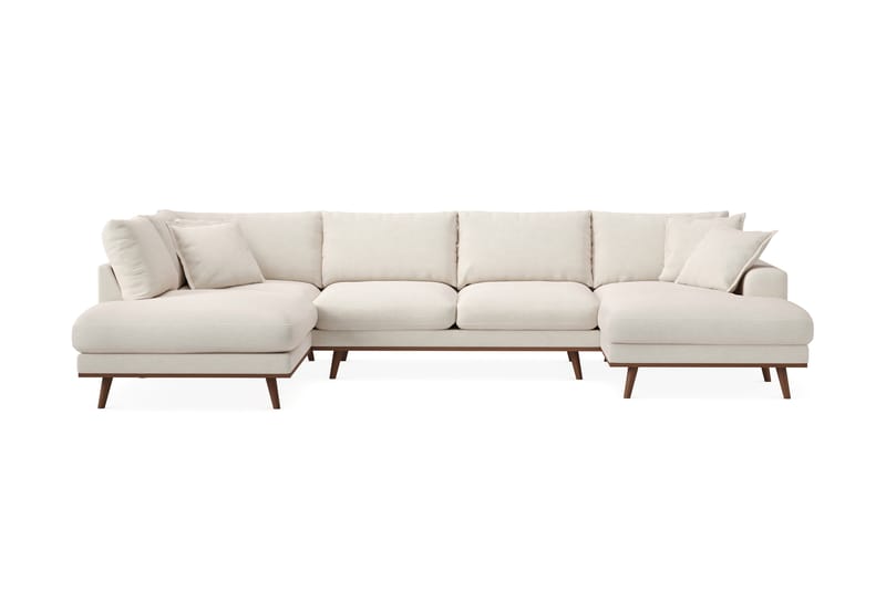 Copenhagen Premium 5-istuttava Oikeakätinen U-muotoinen Sohva Divaanilla ja Schäslongilla Kankaalla - Vaalea beige - Huonekalut - Sohva - Divaanisohva