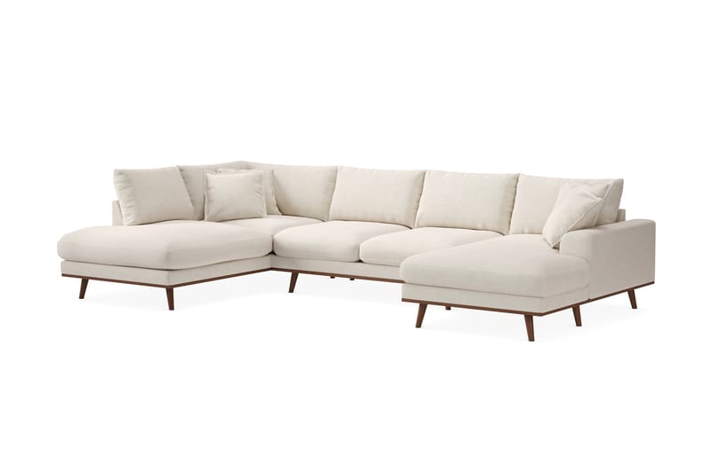 Copenhagen Premium 5-istuttava Oikeakätinen U-muotoinen Sohva Divaanilla ja Schäslongilla Kankaalla - Vaalea beige - Huonekalut - Sohva - Divaanisohva