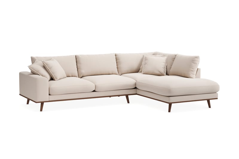 Copenhagen Premium 4-istuttava Oikeakätinen L-muotoinen Sohva Schäslongilla Bukleekankaalla - Vaalea beige - Huonekalut - Sohva - Divaanisohva