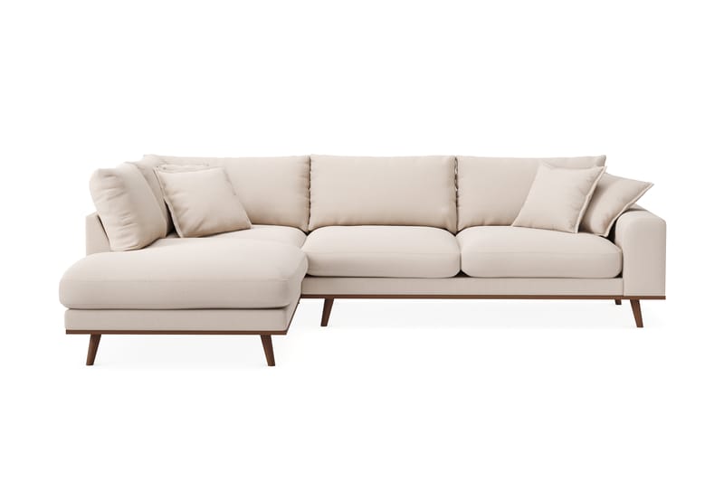 Copenhagen Premium 4-istuttava Vasenkätinen L-muotoinen Sohva Schäslongilla Bukleekankaalla - Vaalea beige - Huonekalut - Sohva - Divaanisohva