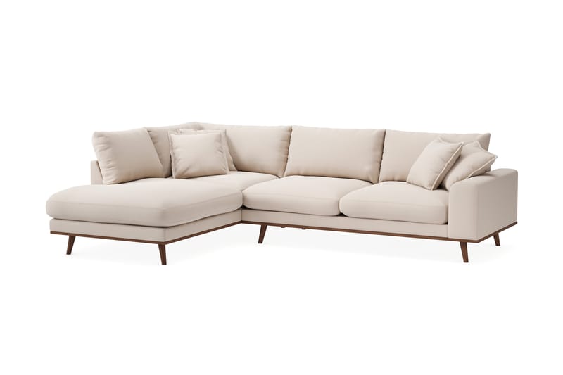 Copenhagen Premium 4-istuttava Vasenkätinen L-muotoinen Sohva Schäslongilla Bukleekankaalla - Vaalea beige - Huonekalut - Sohva - Divaanisohva