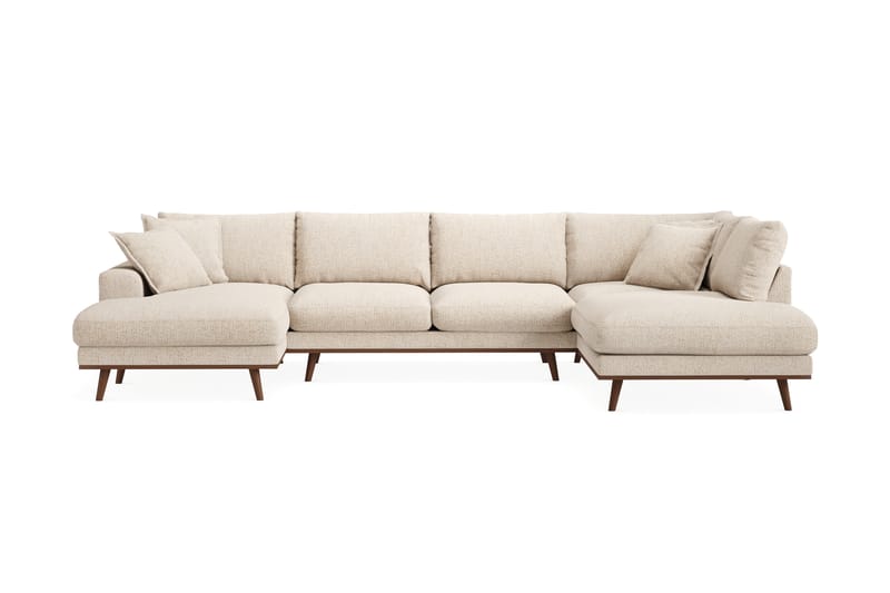 Copenhagen Premium 5-istuttava Oikeakätinen U-muotoinen Sohva Divaanilla ja Schäslongilla Chenillekankaalla - Beige - Huonekalut - Sohva - Divaanisohva