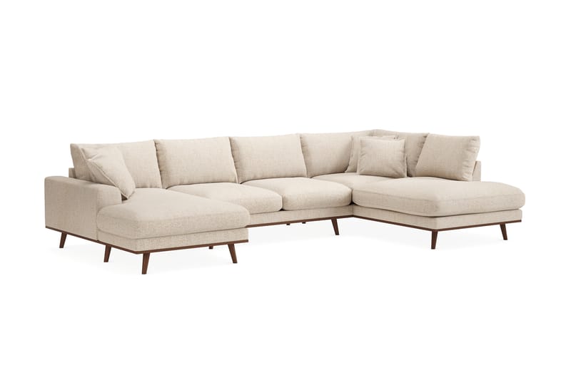 Copenhagen Premium 5-istuttava Oikeakätinen U-muotoinen Sohva Divaanilla ja Schäslongilla Chenillekankaalla - Beige - Huonekalut - Sohva - Divaanisohva