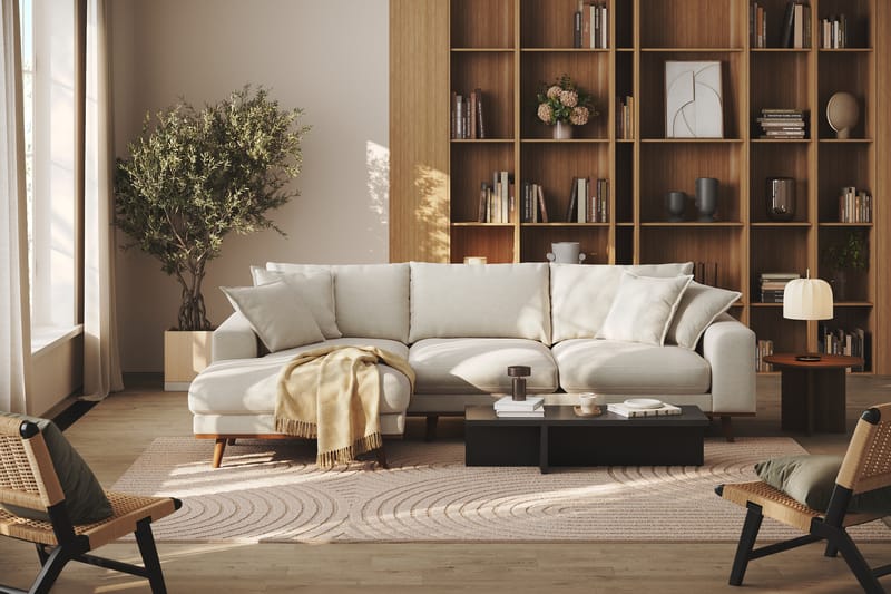Copenhagen Premium 4-istuttava Vasenkätinen L-muotoinen Divaanisohva Kankaalla - Vaalea beige - Huonekalut - Sohva - Divaanisohva