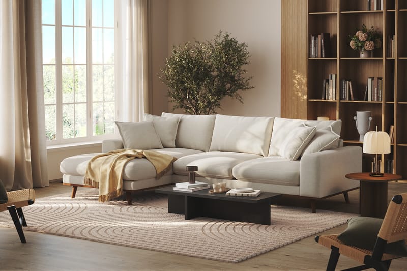 Copenhagen Premium 4-istuttava Vasenkätinen L-muotoinen Divaanisohva Kankaalla - Vaalea beige - Huonekalut - Sohva - Divaanisohva