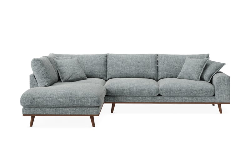 Copenhagen Premium 4-istuttava Vasenkätinen L-muotoinen Sohva Schäslongilla Chenillekankaalla - Harmaa/sininen - Huonekalut - Sohva - Divaanisohva