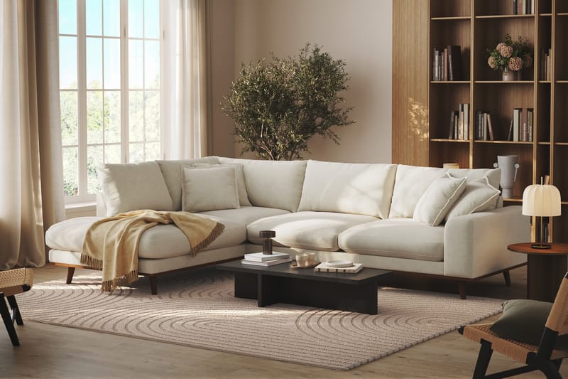 Copenhagen Premium 4-istuttava Vasenkätinen L-muotoinen Sohva Schäslongilla Kankaalla - Vaalea beige - Huonekalut - Sohva - Divaanisohva