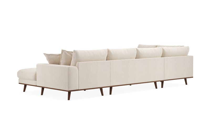Copenhagen Premium 5-istuttava Vasenkätinen U-muotoinen Sohva Divaanilla ja Schäslongilla Chenillekankaalla - Vaalea beige - Huonekalut - Sohva - Divaanisohva