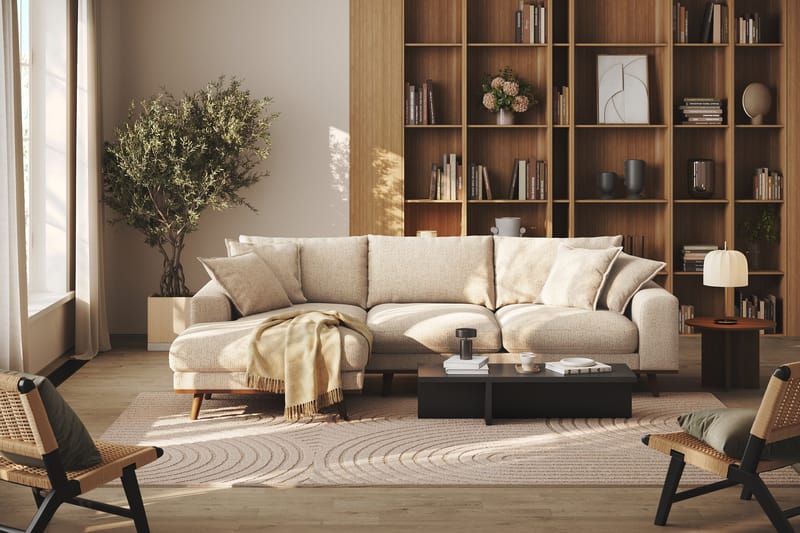 Copenhagen Premium 4-istuttava Vasenkätinen L-muotoinen Divaanisohva Chenillekankaalla - Beige - Huonekalut - Sohva - Divaanisohva