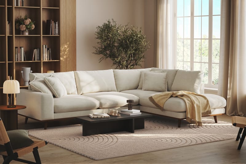 Copenhagen Premium 4-istuttava Oikeakätinen L-muotoinen Sohva Schäslongilla Kankaalla - Vaalea beige - Huonekalut - Sohva - Divaanisohva
