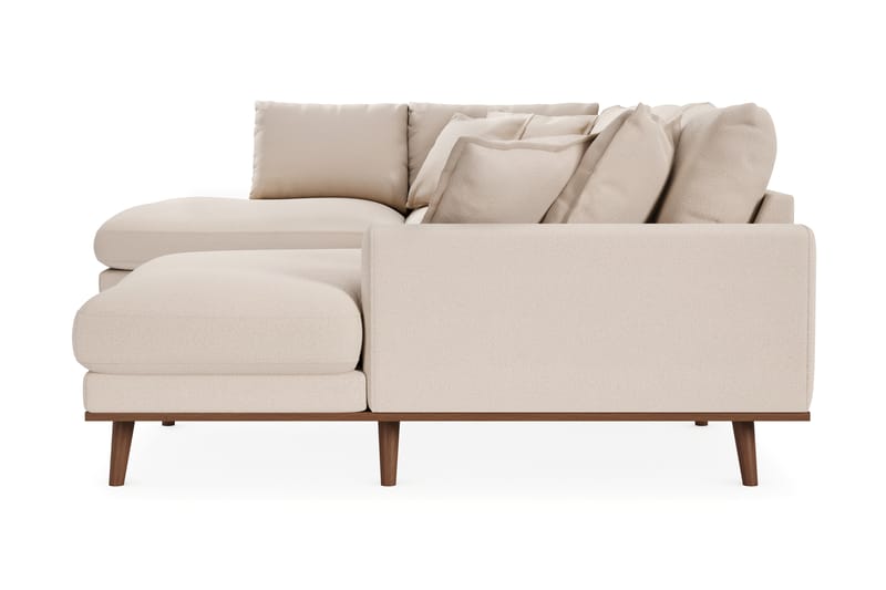 Copenhagen Premium 5-istuttava Vasenkätinen U-muotoinen Sohva Divaanilla ja Schäslongilla Bukleekankaalla - Vaalea beige - Huonekalut - Sohva - Divaanisohva