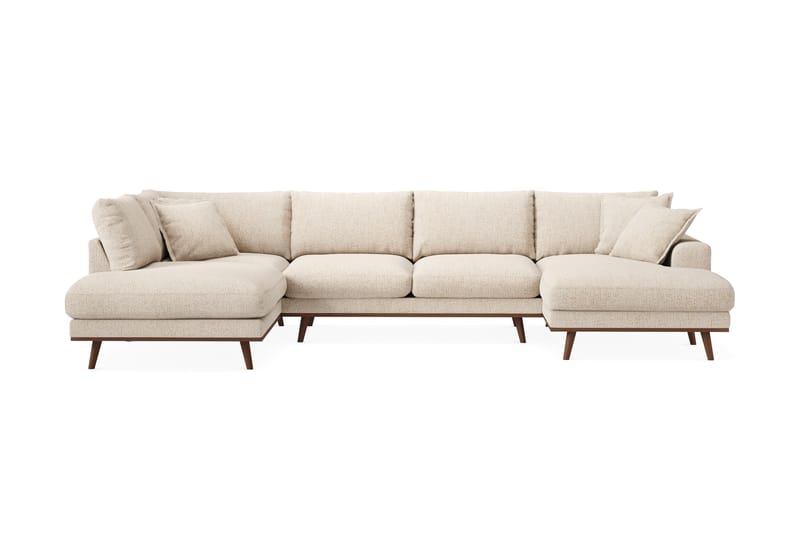 Copenhagen Premium 5-istuttava Vasenkätinen U-muotoinen Sohva Divaanilla ja Schäslongilla Chenillekankaalla - Beige - Huonekalut - Sohva - Divaanisohva