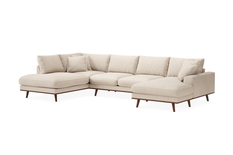 Copenhagen Premium 5-istuttava Vasenkätinen U-muotoinen Sohva Divaanilla ja Schäslongilla Chenillekankaalla - Beige - Huonekalut - Sohva - Divaanisohva