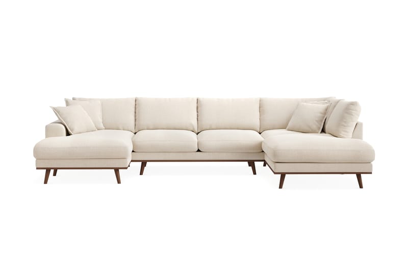 Copenhagen Premium 5-istuttava Oikeakätinen U-muotoinen Sohva Divaanilla ja Schäslongilla Chenillekankaalla - Vaalea beige - Huonekalut - Sohva - Divaanisohva