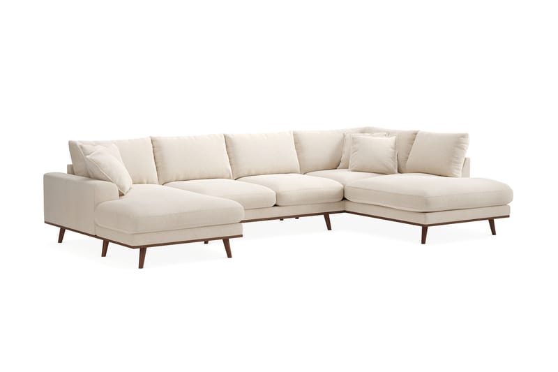Copenhagen Premium 5-istuttava Oikeakätinen U-muotoinen Sohva Divaanilla ja Schäslongilla Chenillekankaalla - Vaalea beige - Huonekalut - Sohva - Divaanisohva