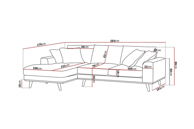 Copenhagen Premium 4-istuttava Vasenkätinen L-muotoinen Divaanisohva Chenillekankaalla - Vaalea beige - Huonekalut - Sohva - Divaanisohva