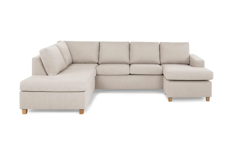 Crazy 4-istuttava Vasenkätinen U-muotoinen Large Sohva Divaanilla ja Divaanituolilla Kankaalla, Beige