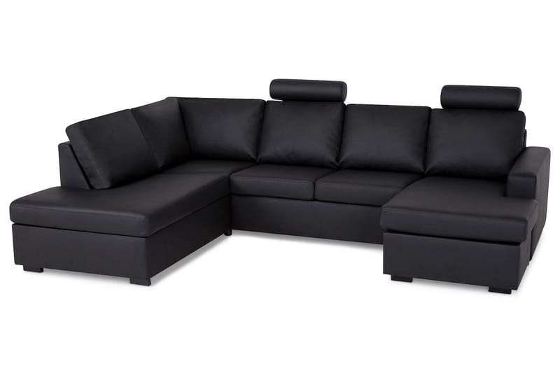 Crazy 4-istuttava Vasenkätinen U-muotoinen Large Sohva Divaanilla ja Divaanituolilla Keinonahkalla - Musta - Huonekalut - Sohva - Divaanisohva