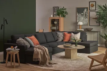 Crazy 5-istuttava Oikeakätinen U-muotoinen X-Large Sohva Divaanilla ja Divaanituolilla Kankaalla - Antrasiitii - Huonekalut - Sohva - Divaanisohva