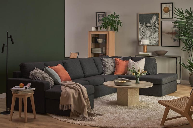 Crazy 5-istuttava Oikeakätinen U-muotoinen X-Large Sohva Divaanilla ja Divaanituolilla Kankaalla - Antrasiitii - Huonekalut - Sohva - Divaanisohva