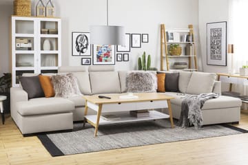 Crazy 5-istuttava Oikeakätinen U-muotoinen X-Large Sohva Divaanilla ja Divaanituolilla Kankaalla - Beige - Huonekalut - Sohva - Divaanisohva