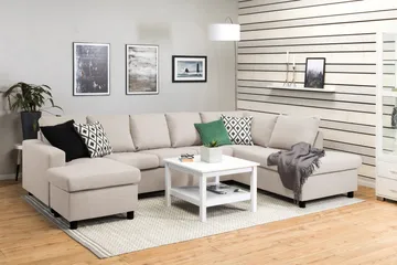 Crazy 5-istuttava Oikeakätinen U-muotoinen X-Large Sohva Divaanilla ja Divaanituolilla Kankaalla - Beige - Huonekalut - Sohva - Divaanisohva