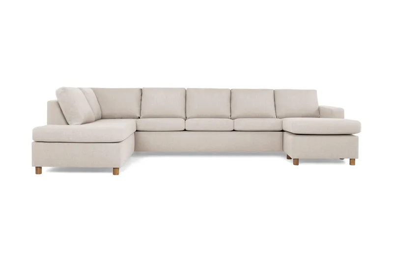 Crazy 5-istuttava Vasenkätinen U-muotoinen X-Large Sohva Divaanilla ja Divaanituolilla Kankaalla, Beige