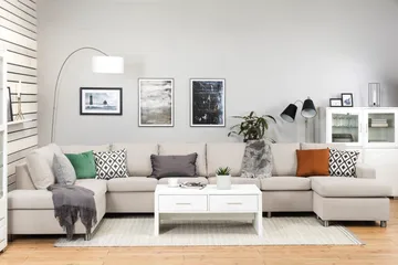 Crazy 6-istuttava Vasenkätinen U-muotoinen XX-Large Sohva Divaanilla ja Divaanituolilla Kankaalla - Beige - Huonekalut - Sohva - Divaanisohva