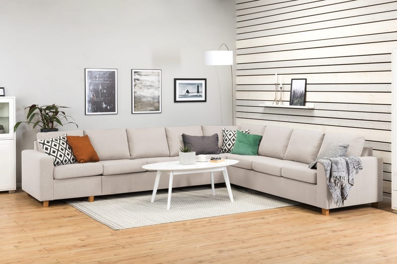 Crazy 7-istuttava käännettävä L-muotoinen XX-Large-kulmasohva, kangasta - Beige - Huonekalut - Sohva - Kulmasohva
