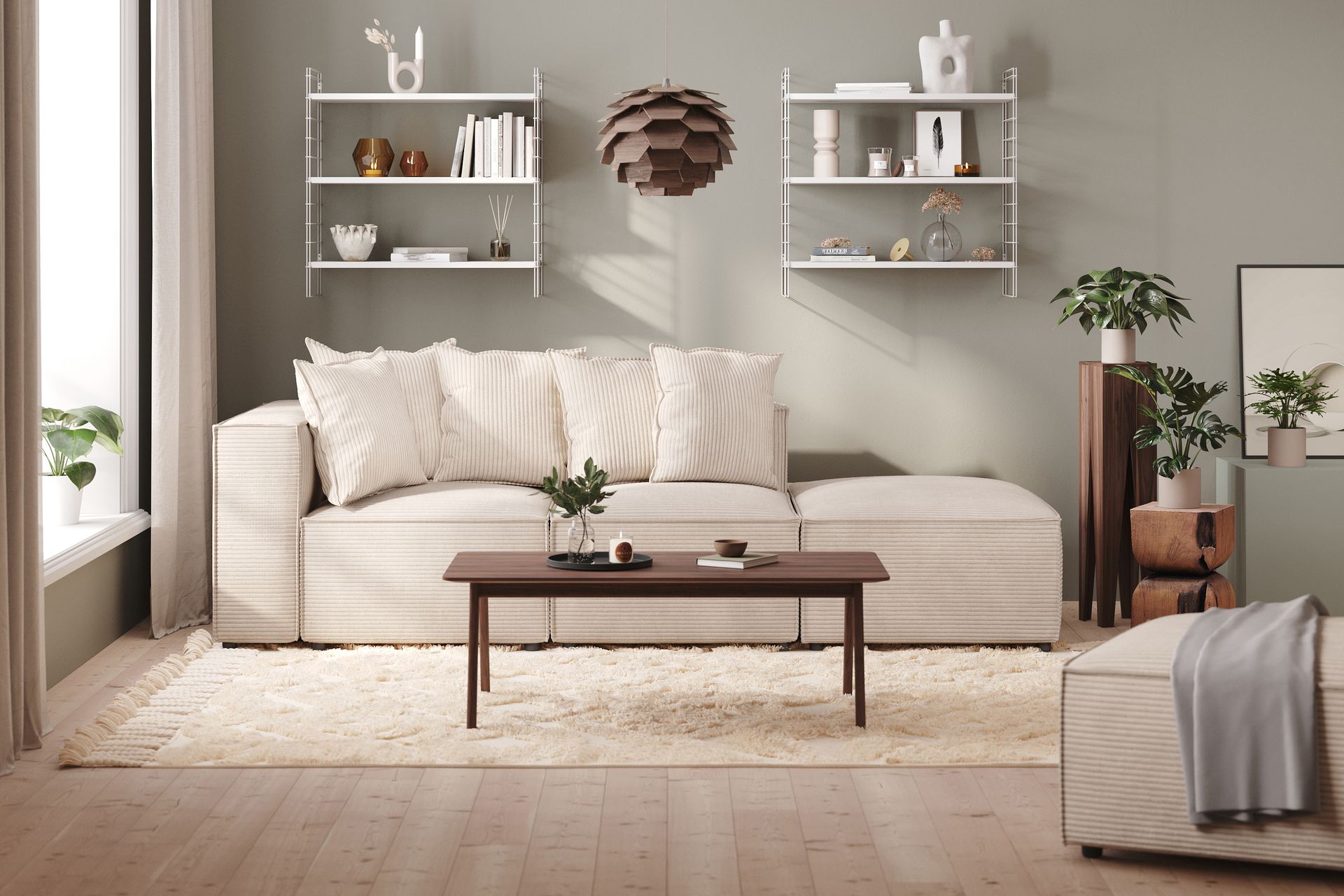 Cubo 3-istuttava Syvä Modulaarisohva + Rahi Manchester-kankaalla - Beige - Huonekalut - Sohva - 3:n istuttava sohva