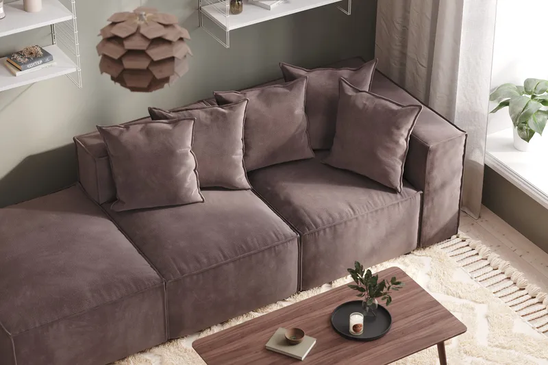 Cubo 3-istuttava Syvä Modulaarisohva + Rahi Sametilla - Tummanharmaa - Huonekalut - Sohva - 3:n istuttava sohva