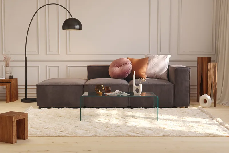 Cubo 3-istuttava Syvä Modulaarisohva + Rahi Sametilla - Tummanharmaa - Huonekalut - Sohva - 3:n istuttava sohva