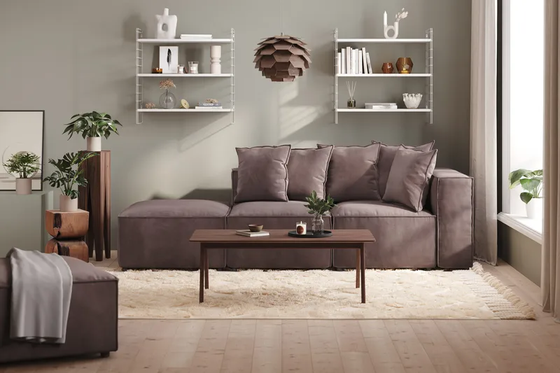 Cubo 3-istuttava Syvä Modulaarisohva + Rahi Sametilla - Tummanharmaa - Huonekalut - Sohva - Moduulisohva - Moduulisohvakokonaisuus