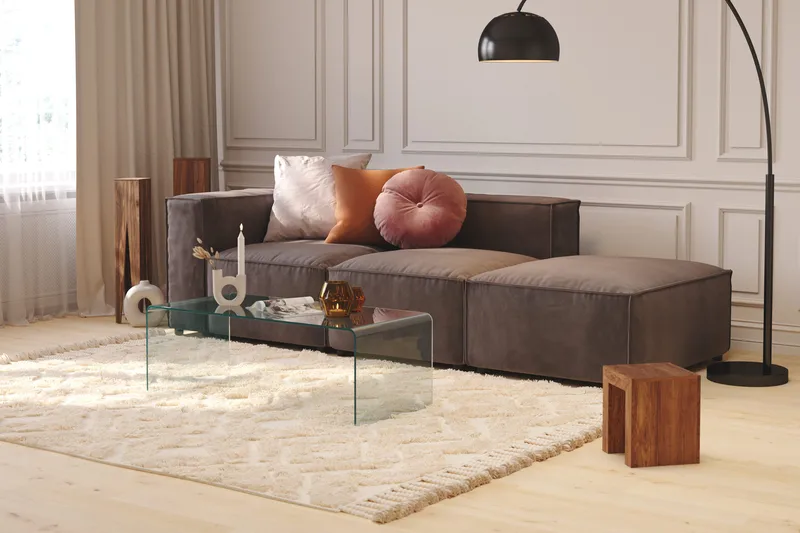 Cubo 3-istuttava Syvä Modulaarisohva + Rahi Sametilla - Tummanharmaa - Huonekalut - Sohva - 3:n istuttava sohva