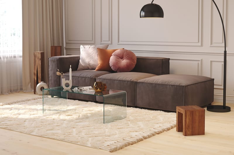 Cubo 3-istuttava Syvä Modulaarisohva + Rahi Sametilla - Tummanharmaa - Huonekalut - Sohva - Moduulisohva - Moduulisohvakokonaisuus