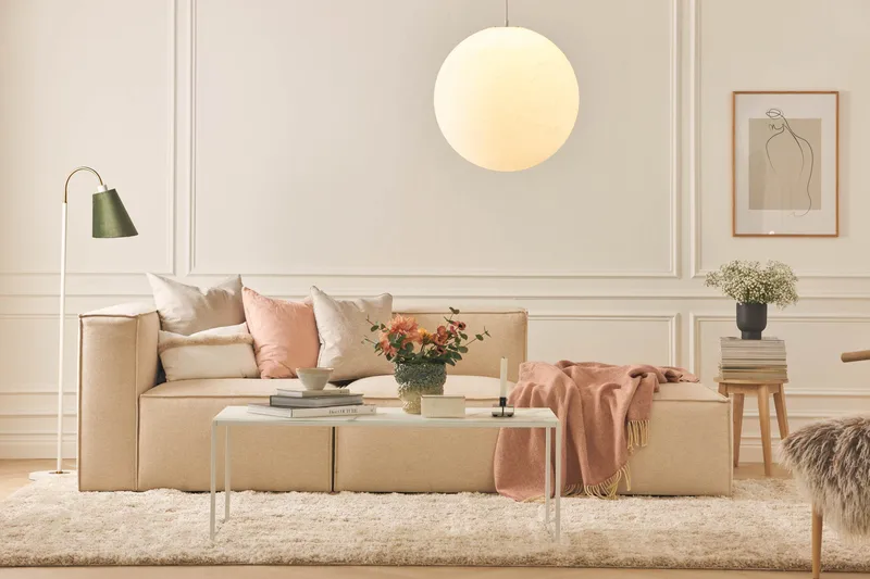 Cubo 3-istuttava Syvä Modulaarisohva + Rahi Kankaalla - Beige - Huonekalut - Sohva - Moduulisohva - Moduulisohvakokonaisuus
