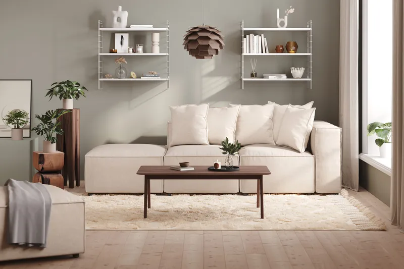 Cubo 3-istuttava Syvä Modulaarisohva + Rahi Kankaalla - Beige - Huonekalut - Sohva - Moduulisohva - Moduulisohvakokonaisuus