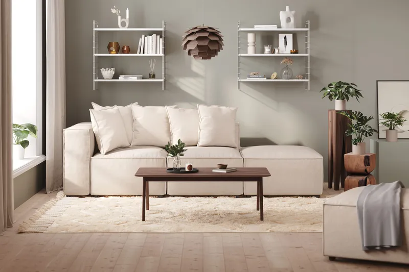 Cubo 3-istuttava Syvä Modulaarisohva + Rahi Kankaalla - Beige - Huonekalut - Sohva - Moduulisohva - Moduulisohvakokonaisuus