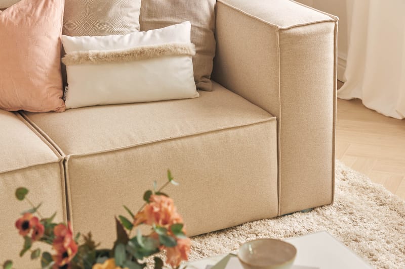 Cubo 3-istuttava Syvä Modulaarisohva + Rahi Kankaalla - Beige - Huonekalut - Sohva - Moduulisohva - Moduulisohvakokonaisuus